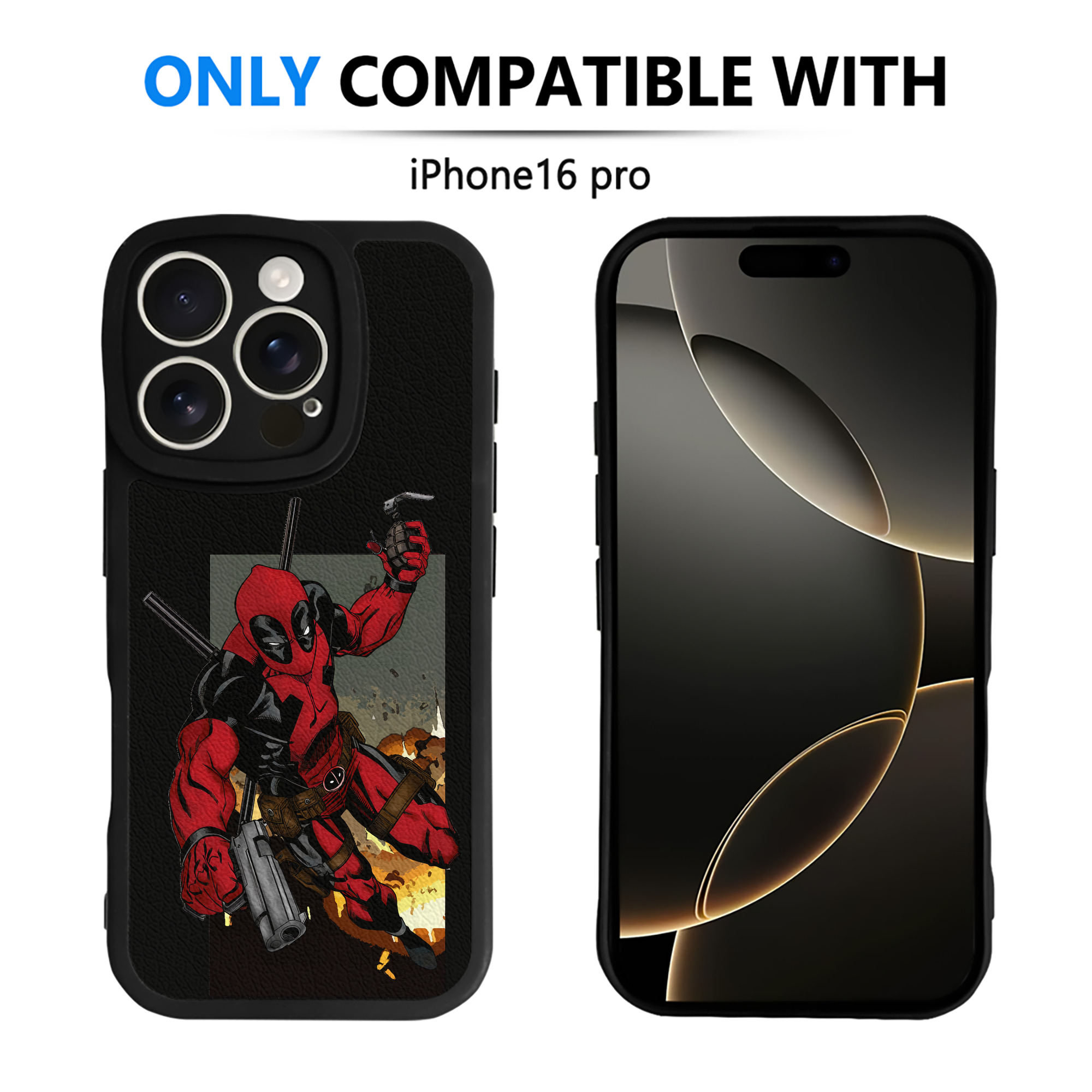 （画像用） Deadpool デッドプール 【iPhone 16シリーズ対応】シリコンスマホケース（レザー調） 材質：シリコン